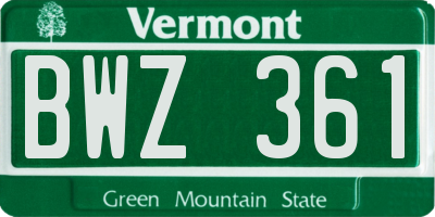 VT license plate BWZ361