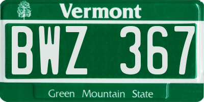 VT license plate BWZ367