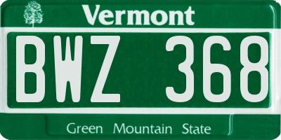 VT license plate BWZ368