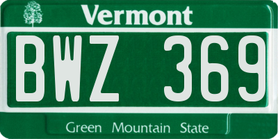 VT license plate BWZ369