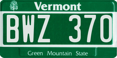 VT license plate BWZ370