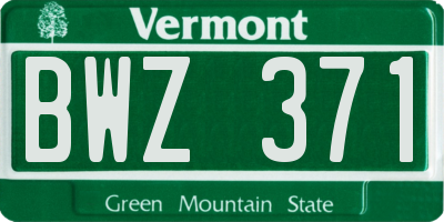 VT license plate BWZ371