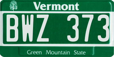 VT license plate BWZ373