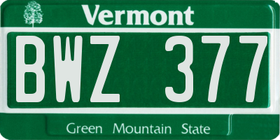 VT license plate BWZ377