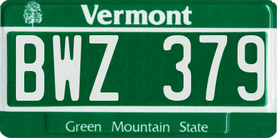 VT license plate BWZ379