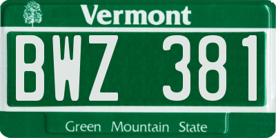 VT license plate BWZ381