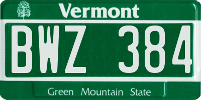 VT license plate BWZ384