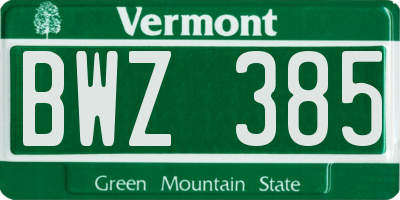 VT license plate BWZ385