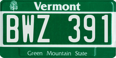 VT license plate BWZ391