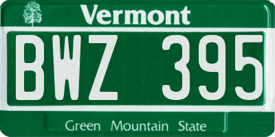 VT license plate BWZ395