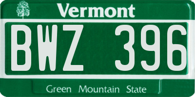 VT license plate BWZ396