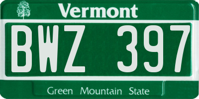 VT license plate BWZ397