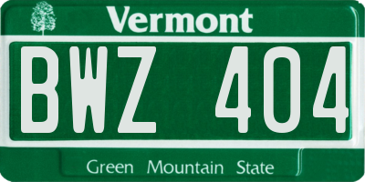 VT license plate BWZ404