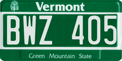 VT license plate BWZ405