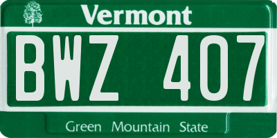 VT license plate BWZ407