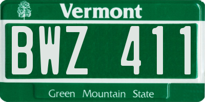 VT license plate BWZ411