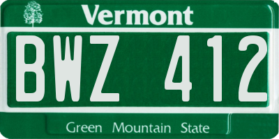 VT license plate BWZ412