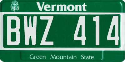 VT license plate BWZ414