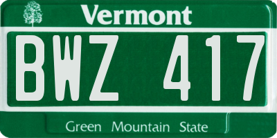 VT license plate BWZ417