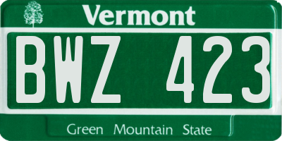 VT license plate BWZ423