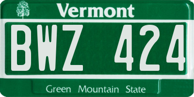 VT license plate BWZ424
