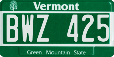 VT license plate BWZ425