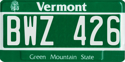 VT license plate BWZ426