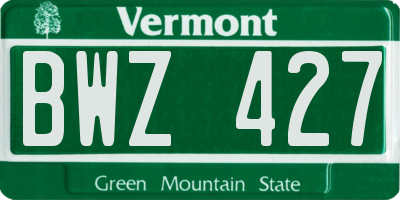 VT license plate BWZ427