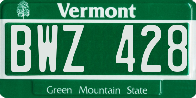 VT license plate BWZ428