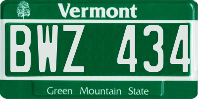 VT license plate BWZ434