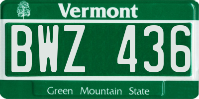 VT license plate BWZ436