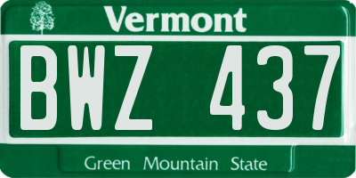 VT license plate BWZ437