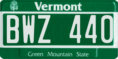 VT license plate BWZ440