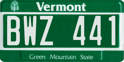 VT license plate BWZ441