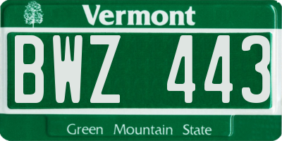 VT license plate BWZ443