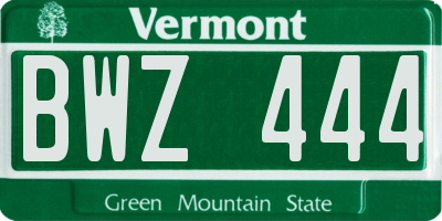 VT license plate BWZ444
