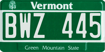 VT license plate BWZ445