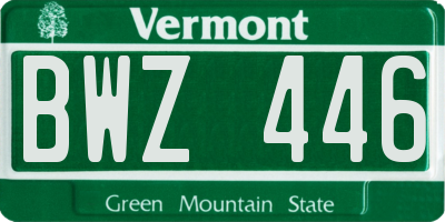 VT license plate BWZ446