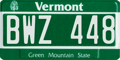 VT license plate BWZ448