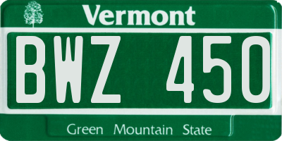 VT license plate BWZ450