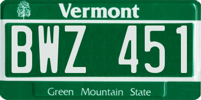 VT license plate BWZ451