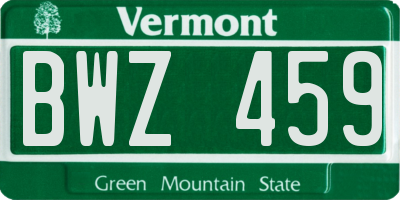 VT license plate BWZ459