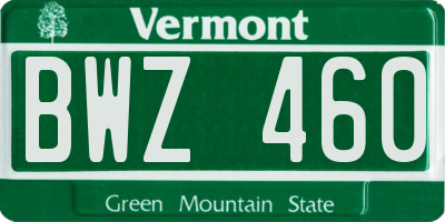 VT license plate BWZ460