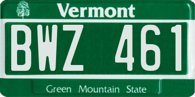 VT license plate BWZ461