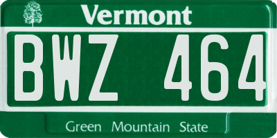 VT license plate BWZ464