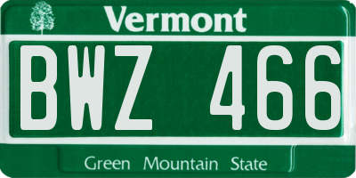 VT license plate BWZ466