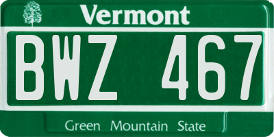 VT license plate BWZ467