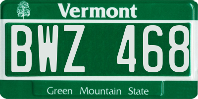 VT license plate BWZ468