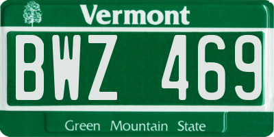 VT license plate BWZ469