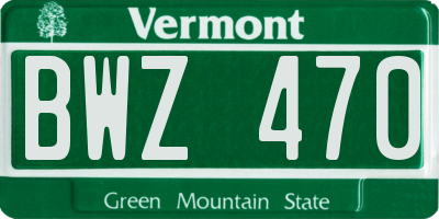 VT license plate BWZ470